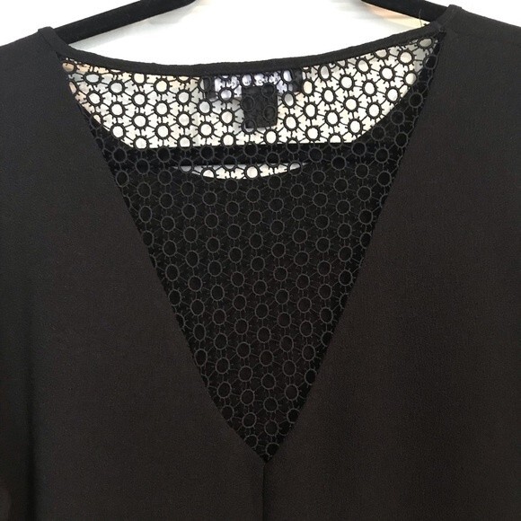 ATMOSPHERE Size 10 Black A-Line Style Crochet Dress Crewneck - Picture 4 of 7